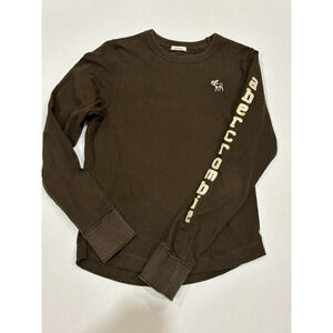 Abercrombie Brown & Beige Long Sleeve Muscle Crewneck, Boys Youth Size XL